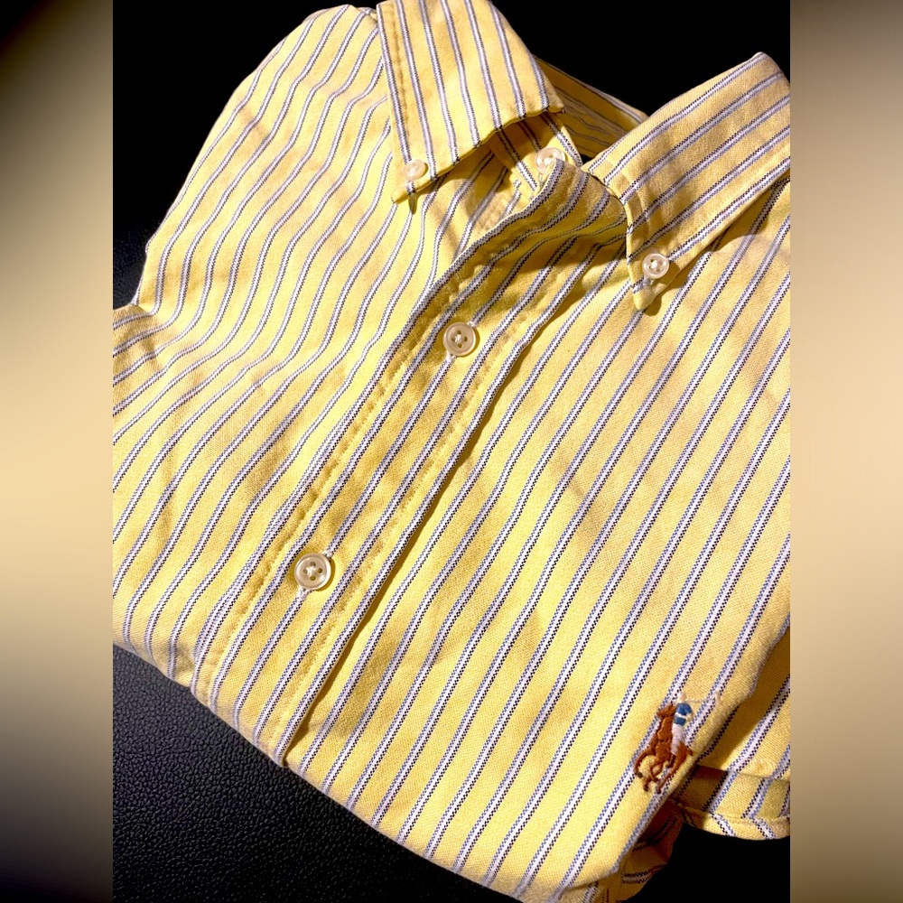 Men’s polo Ralph Lauren yellow and blue bottom down size large